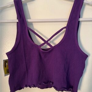 Abound Purple Ribbed Crop Top